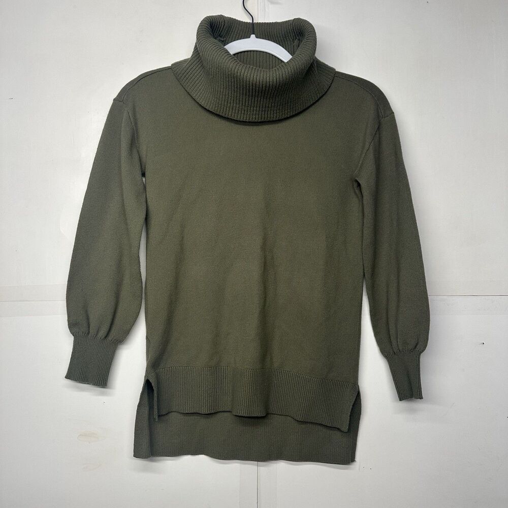 LOFT Women’s Petite Small Olive Green Turtleneck Sweater Ribbed Knit Top